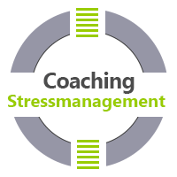 Coaching Aschaffenburg - das Bild besteht aus einem weißen und grauen Kreis, der graue Kreis wird horizontal durch einen weißen Balken durchbrochen. In diesem Symbol steht der Text Coaching Stressmanagement